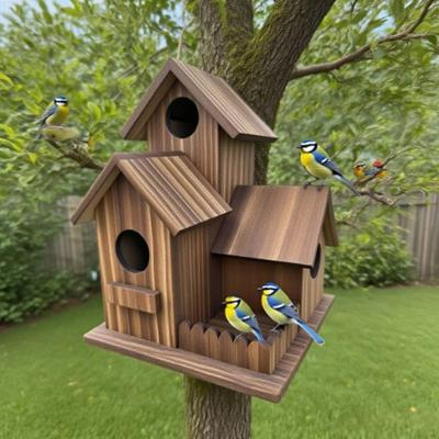 Vogelhaus für Draußen Holz Hängendes Vogelhaus Kreatives Nisten Garten Vogelhäuser,