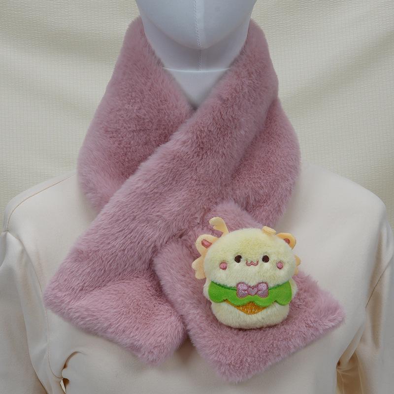 Children's Cartoon Panda Plush Scarf - Warm, Windproof Neck Gaiter for Autumn/Winter Boys & Girls.