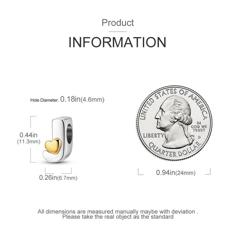 Charms Originale Heart English Alphabet Series Bead Fits Bracelets Necklace Women Charm Copper Luxury Diy Jewelry Gifts