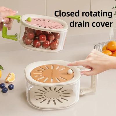 Fruit Washing and Draining Basket, Food Grade High Aesthetics with Lid, 2026 New Fruit Washing and Filtering Basket, Portable