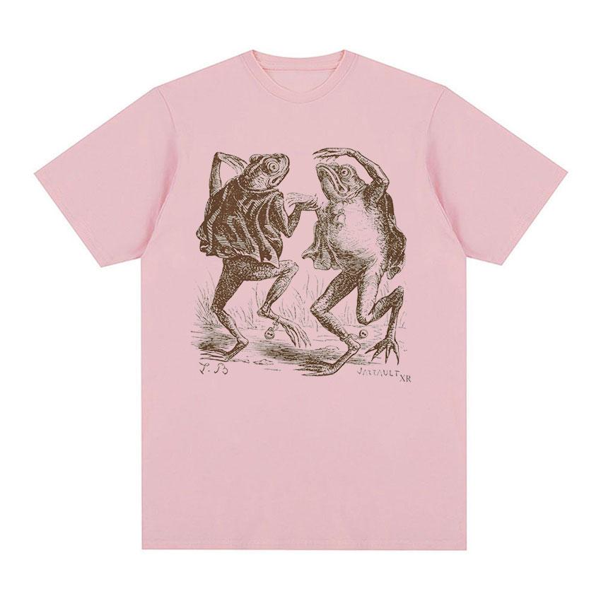  Summer Funny Dancing Frogs Toads Retro Graphic T Shirt Mushroom Frog Cottagecore Aesthetic 100% Pure Cotton Printed T-shirt