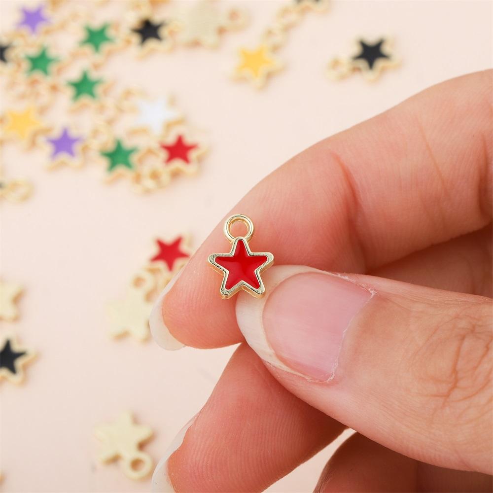 50Pcs/Lot Enamel Mini Star Charm Pendant Small Charms for DIY Earrings Necklace Bracelet Jewelry Findings Making Accessories