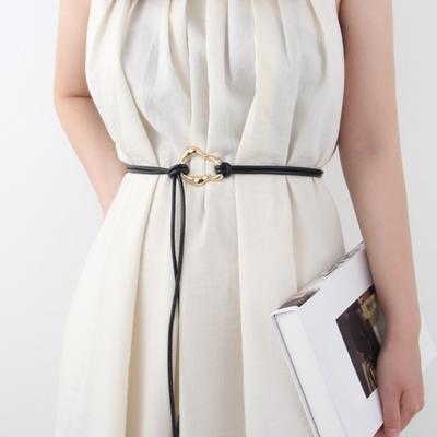 Ceinture Femme Décor Métal Lacée Ceinture Cuir Imitation Décontractée Résistante à l'Usure Ceinture de Taille Accessoire de Mode Polyvalent