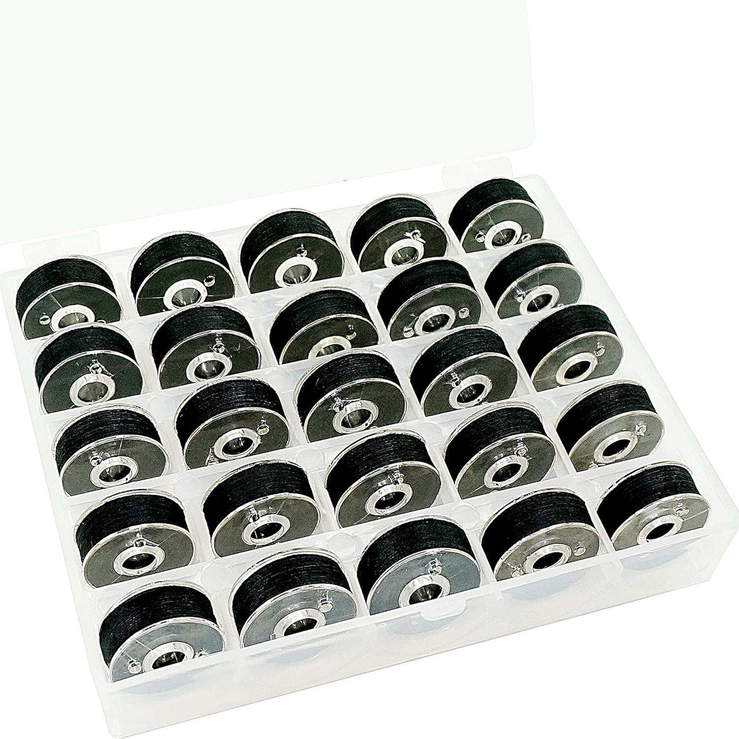 25 шт. катушки ниток полиэстеровые нитки швейные машинные катушки с ящиком для хранения для вышивки швейные нитки катушки аксессуары чёрный