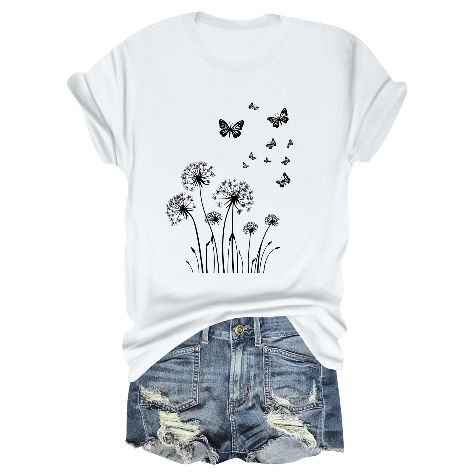 

Дитяча повсякденна футболка з круглим вирізом і короткими рукавами з принтом 160 білий