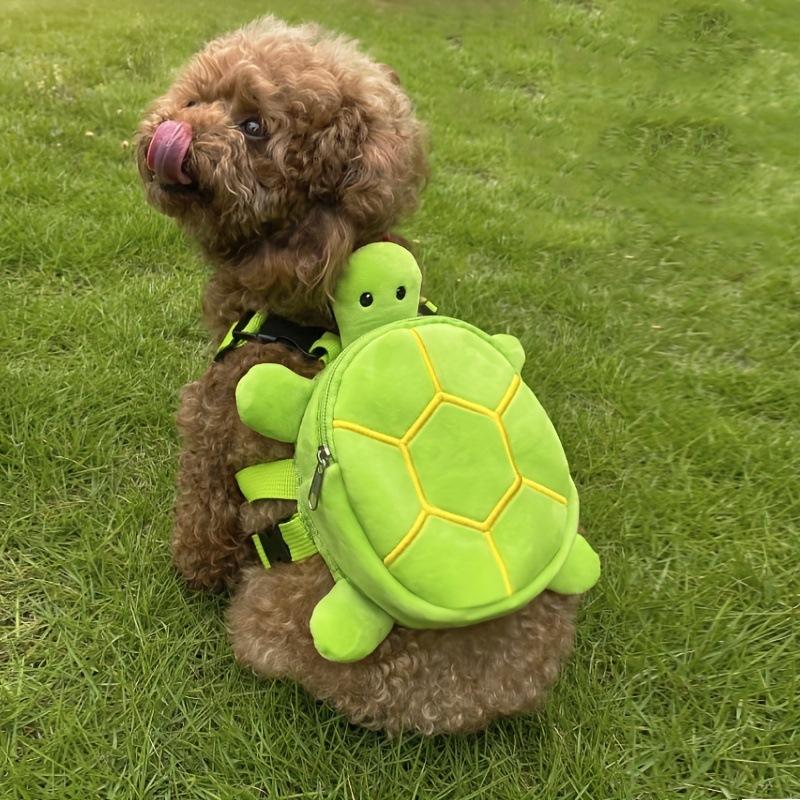 Dog Snack Bag Turtle Shape Dog Bag Pet Backpack Puppy School Bag Large Capacity Convenient Soft Portable Cute