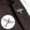 Men Lapel Accessory Suit Brooch Airplane Design Pin with Clip-on Pin Minimalist Collar Clip Smooth Polished Alloy Badge for Formal Casual