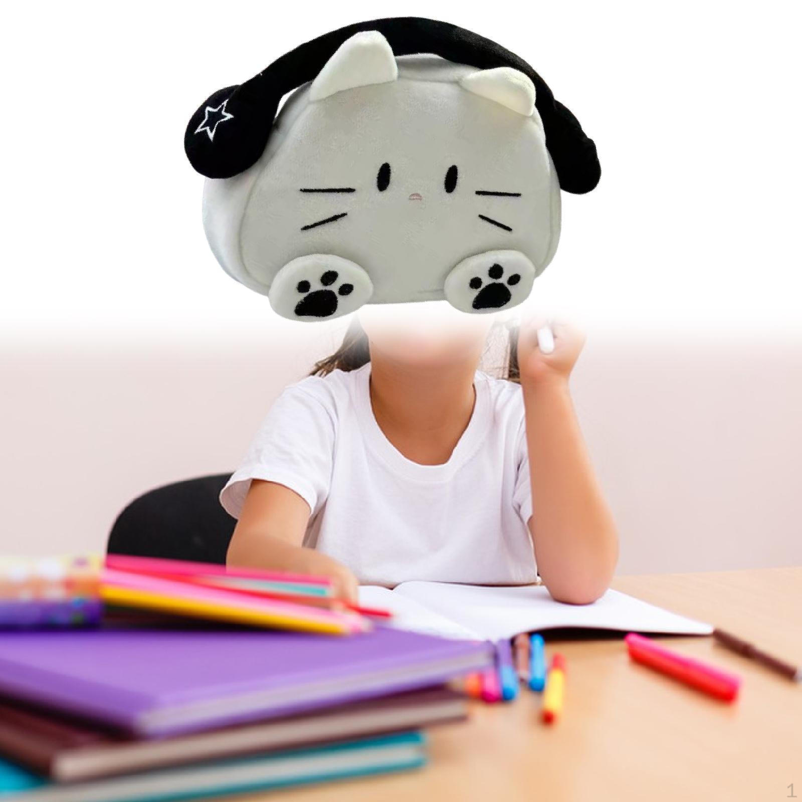 

Cat Pencil Case Pouch Pen Bag Portable Zipper Stationery Organizer Storage for Office Dorm White Black