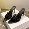 Fashion Women's Stiletto Sandals Summer New Pointy Open Toe Hollow-out Lace Anti-slip Wear-resistant High-heeled Slippers