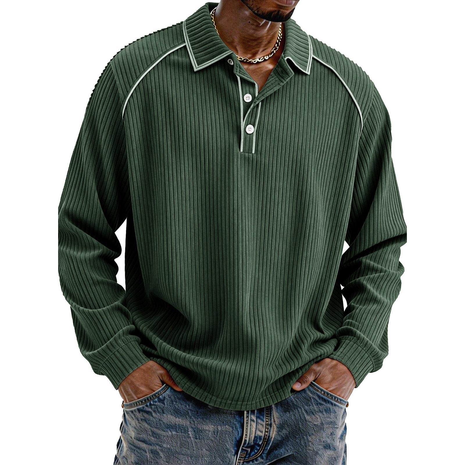 

Men s Single-Breasted Lapel Long-Sleeved Casual Comfortable Long-Sleeved Top XL