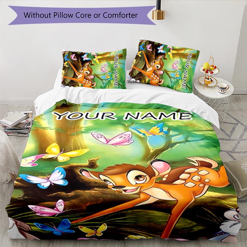 3pcs Bambi3 Cover Set - Personalized Name, HD Printed Bedding with 1 Cover and 2 Pillowcases - Perfect for Home Decor, Easy Care