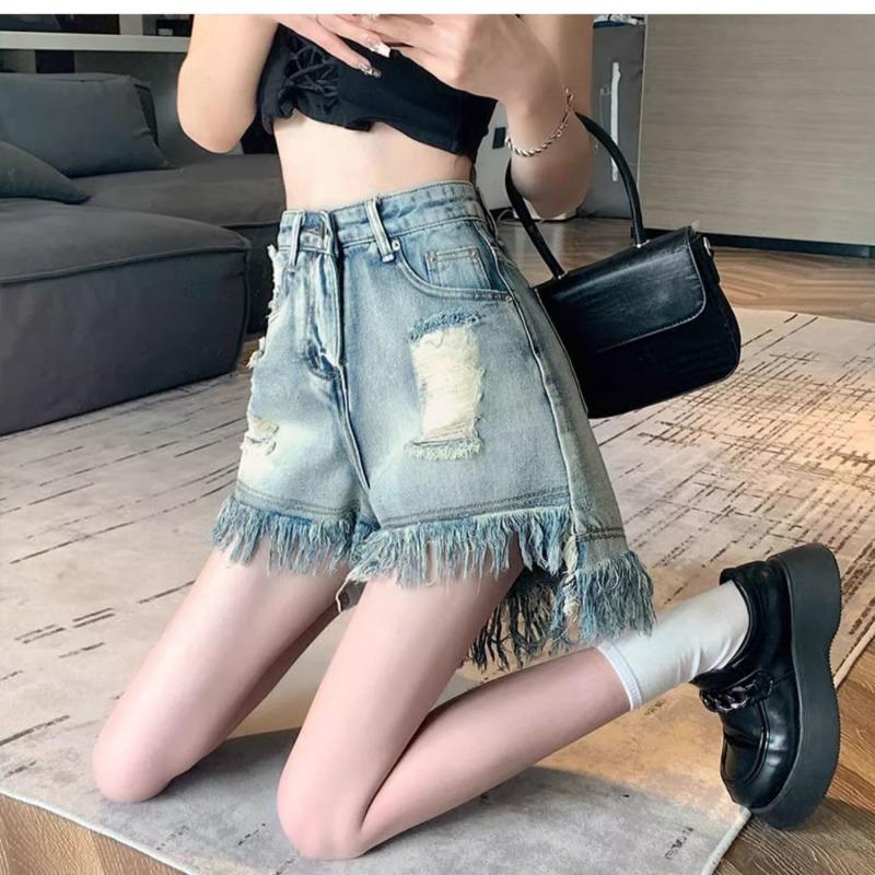 High Waist Denim Shorts Women Loose Fit Summer A Line Wide Leg Casual Shorts