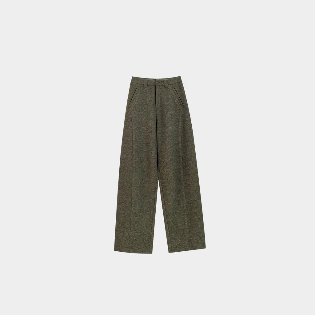 Round and geometric arc-cut commuting versatile fashionable wool blended micro-wide scimitar Zhengzhou women's pants scimitar pants