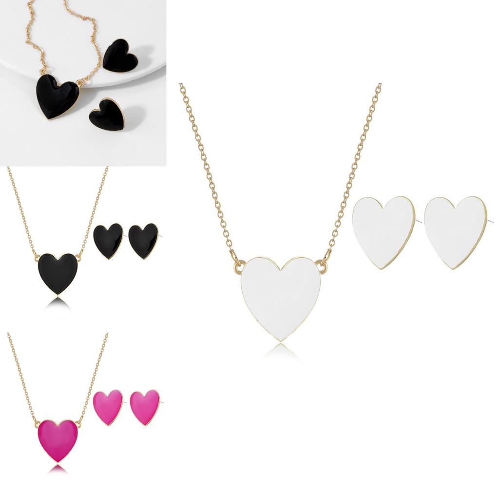 Trendy Minimalist Women's Jewelry Set With Heart Shaped Pendant And Earrings