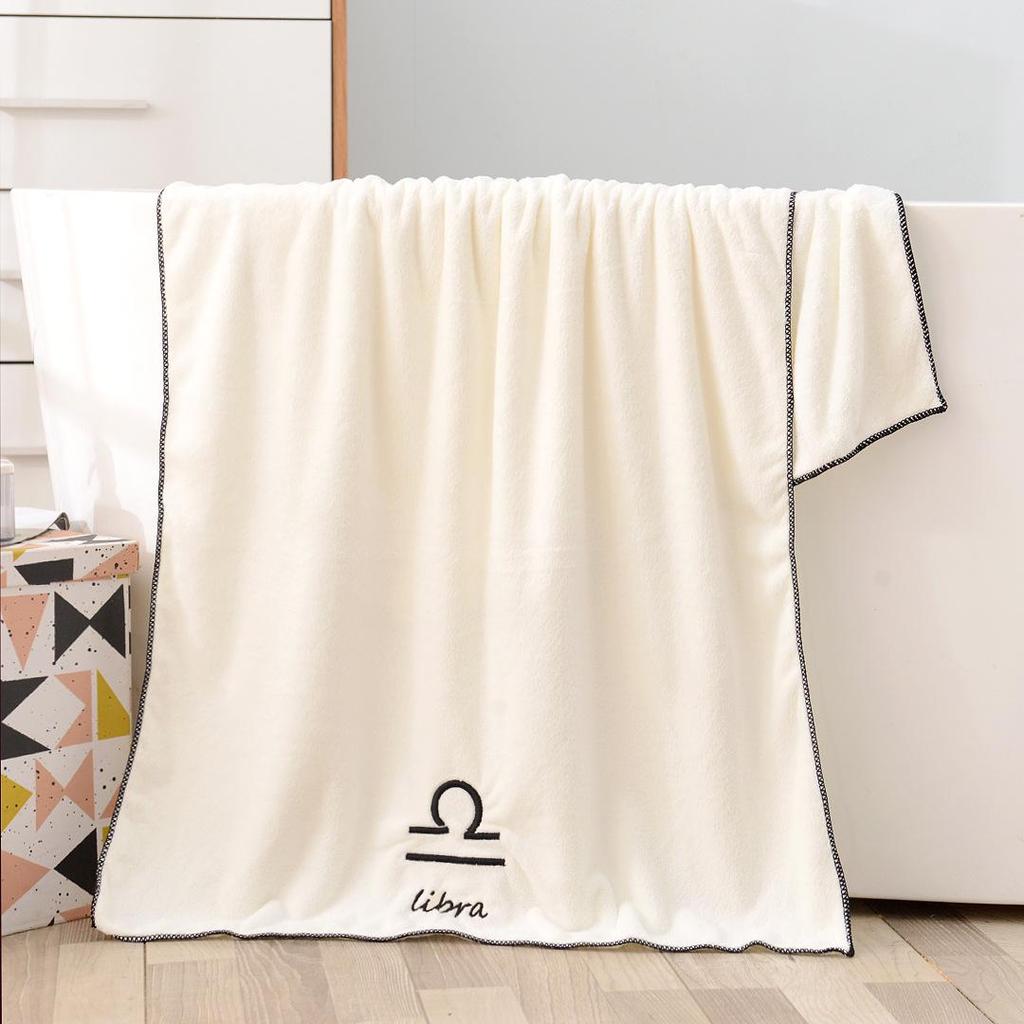 Soft Coral Fleece Twelve Constellations Bath Towel Set - Absorbent & Thick for Couples