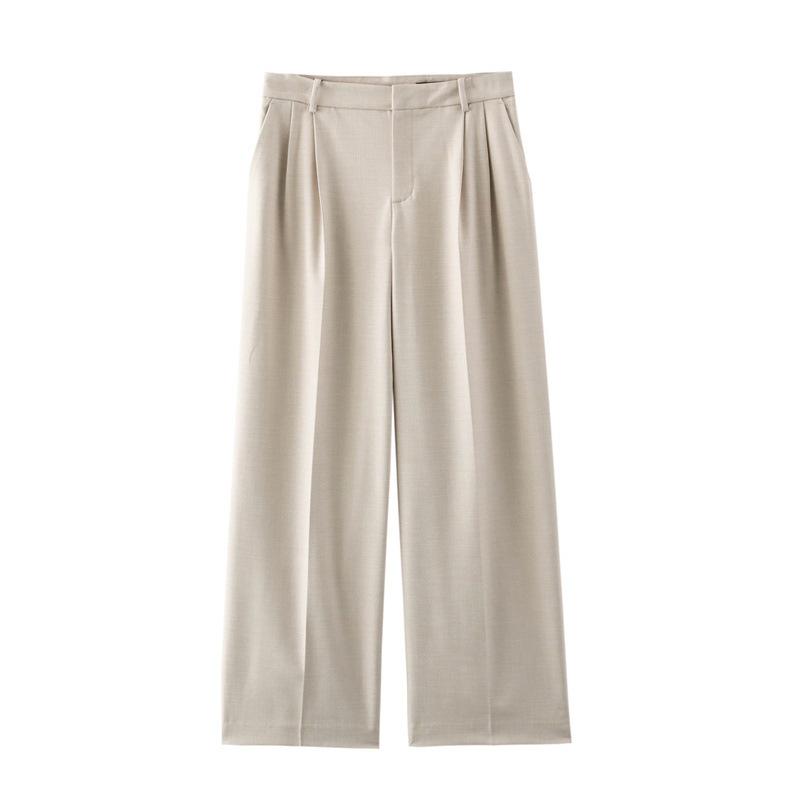 TAOP&ZA Women's Spring/Summer Double-Breasted Suit Jacket with Wide-Leg Pants - Commuting Style 