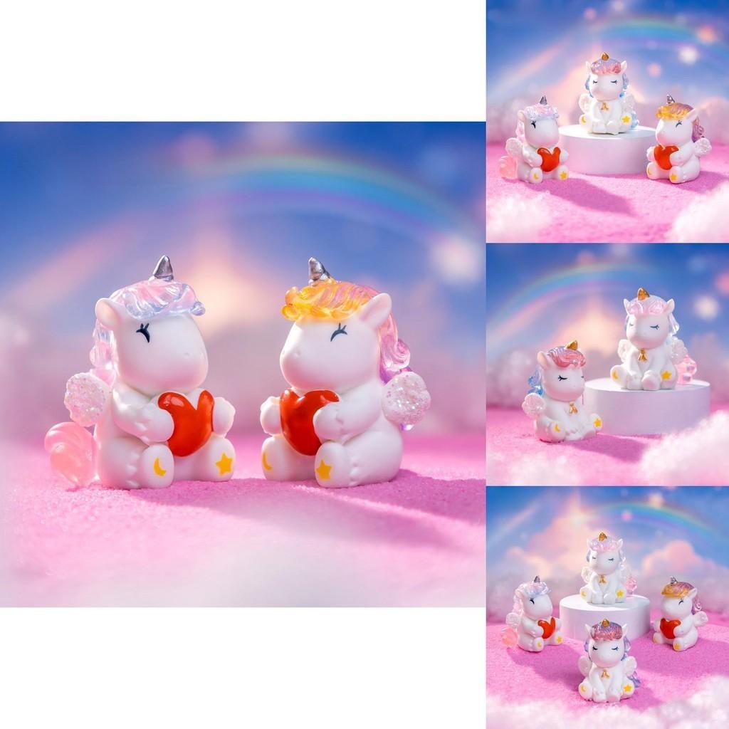 Whimsical Miniature Resin Unicorn Figures For Car Dashboard And Home Decor Blue Red Yellow Pink