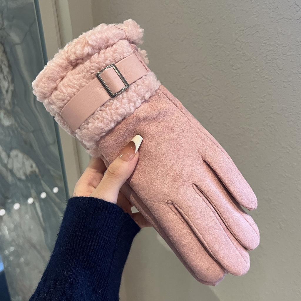 Warm Winter Gloves Velvet Letter Gloves New Plush Gloves Women, Faux Elastic Warm Gloves For Cold Weather