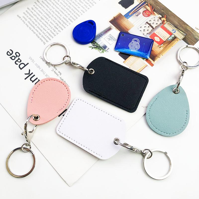 Customized leather water drop small card cover, keychain protective cover, elevator card cover ins community access card cover, customized oem.