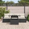 Canapé de jardin 5 pièces avec coussins noir poly rotin, Canapé de jardin 2 places avec rangement et coussins noir poly 3357100