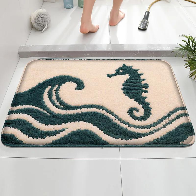 Octopus Pattern Anti Slip Floor Mat, Household Absorbent Foot Mat, Decorative Mat, Bathroom Small Carpet, Soft and Comfortable
