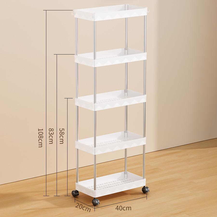 Bathroom Storage Rack With Wheels 3/4/5 Layer Rolling Utility Cart Bathroom Storage Organizer Multi-purpose Corner Shelf