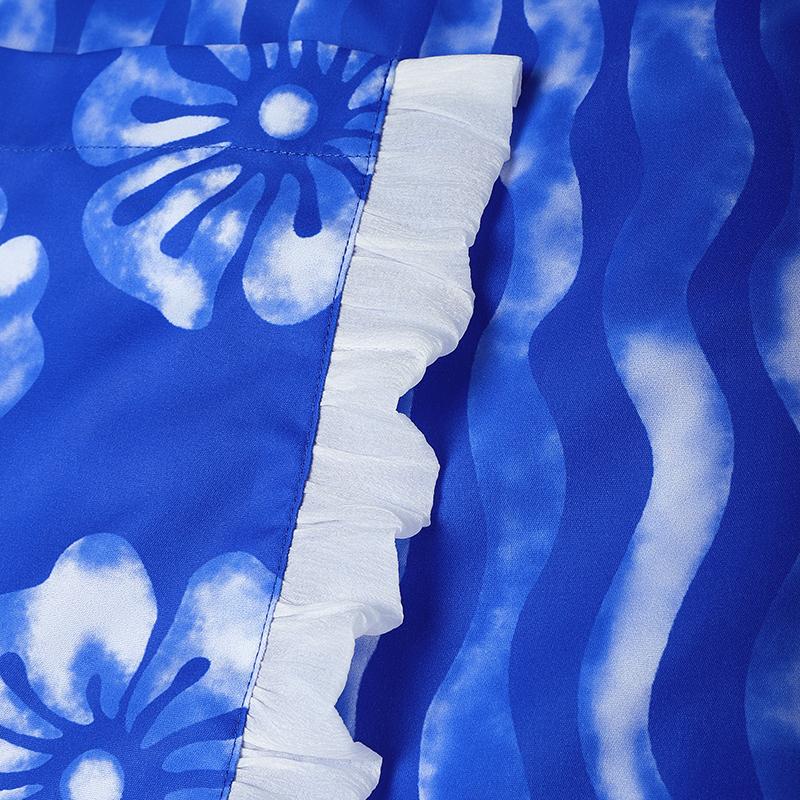 Plus Size Women Long Sleeve Floral Print Pockets Casual Loose Minig Dress