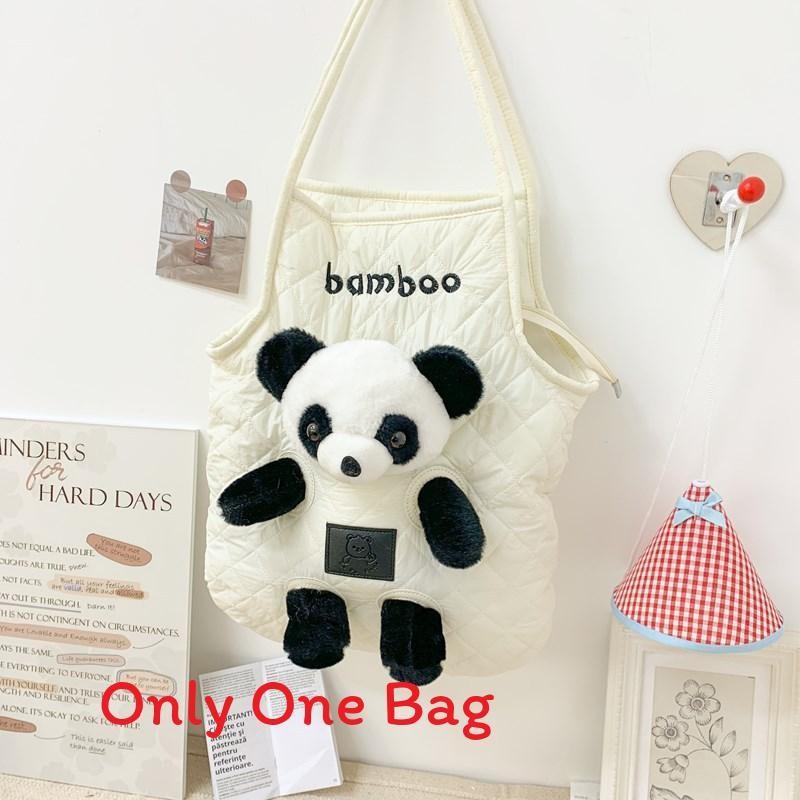 Cute Little Bear Doll Soft Nylon Tote Bag Shoulder Bag For Girls Daily Use