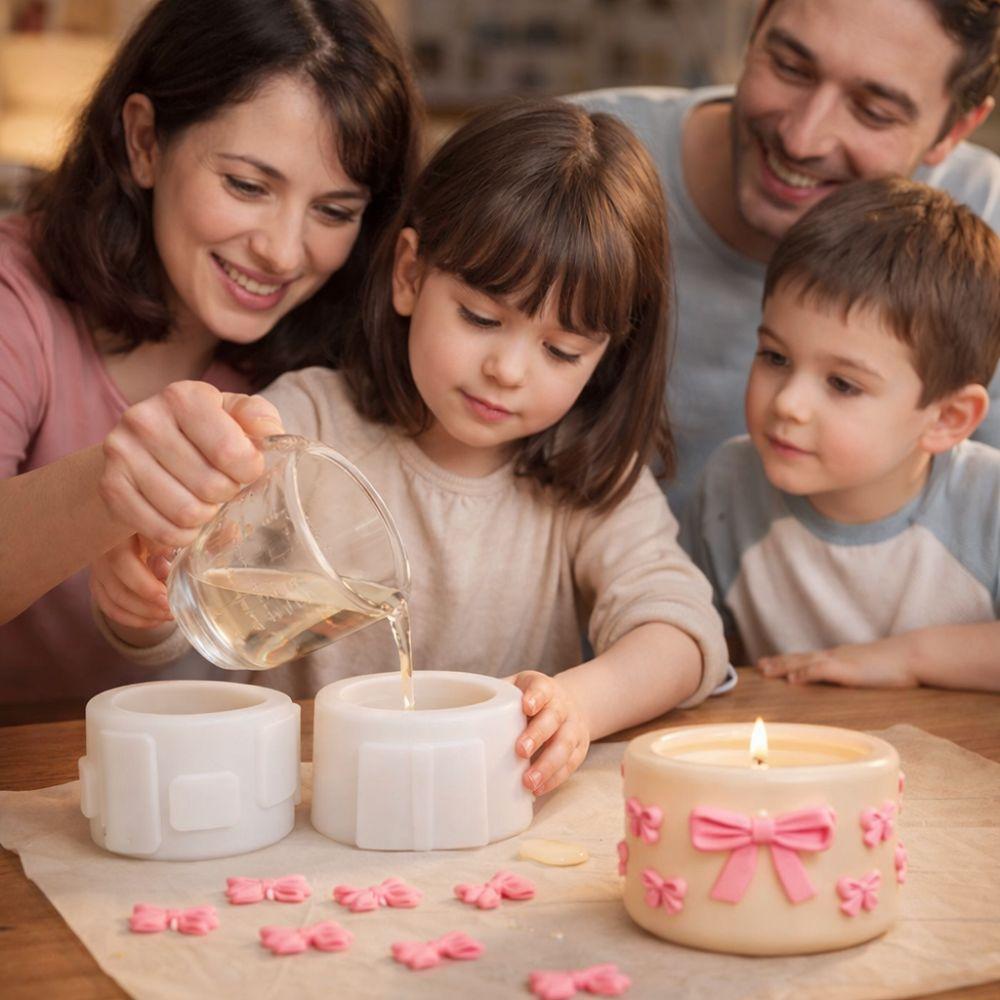 Bow Pattern Candle Cup Mold Non-Stick Candlestick Mold Portable Storage Jar Mould  Candle Making