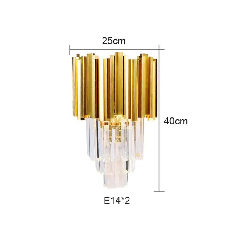 

Nordic Gold Luxury Crystal Wall Lamp Led Light E14 Bulbs for Bedroom Living Room Study Home Indoor Decor Lighting Fixtures Cold white
