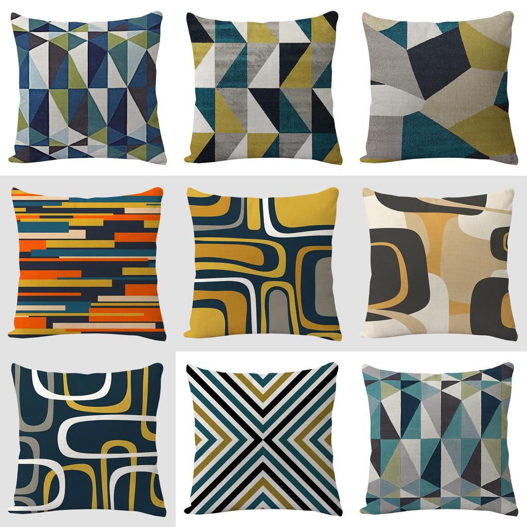 Geometric Linen Pillow Cover For Living Room Sofa Decor With Vintage Design