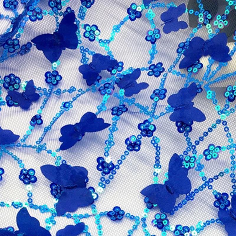 100X130Cm Embroidered 3D Butterfly Mesh Lace Fabric for for Diy Children's Clothing Women's Wedding Dress Apparel Sewing Fabric