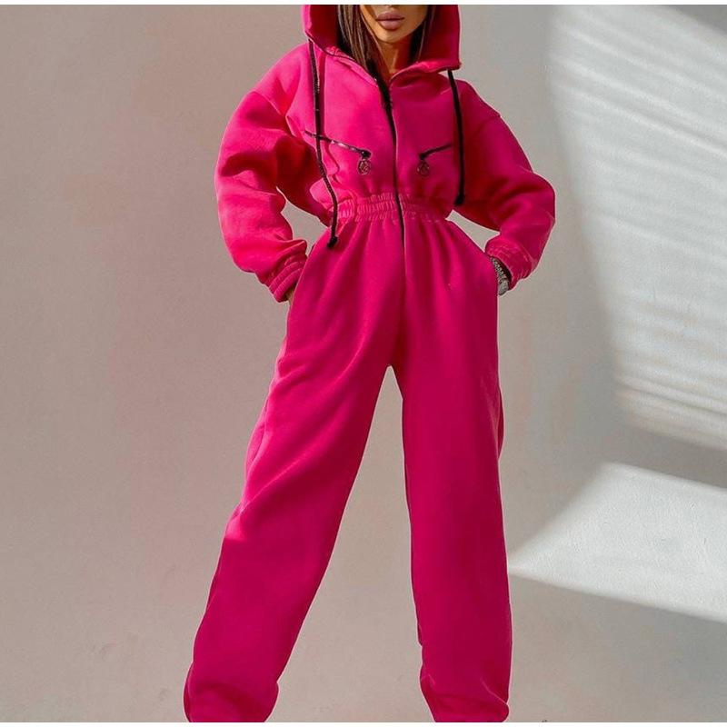 Autumn Winter Women's Hoodie Tracksuit Jumpsuits Loose Playsuits Rompers Female Casual Warm Sports Jumpsuit