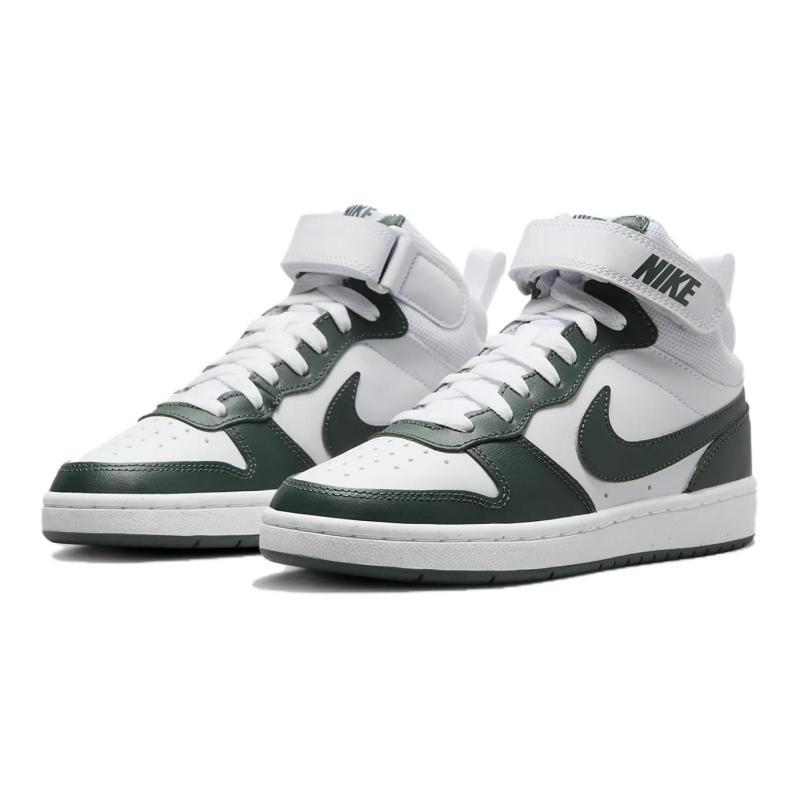Nike Court Borough Slip Resistant Abrasion Resistant Mid Top Kids' Skateboarding Shoes Green Teenagers Sneakers CD7782-119