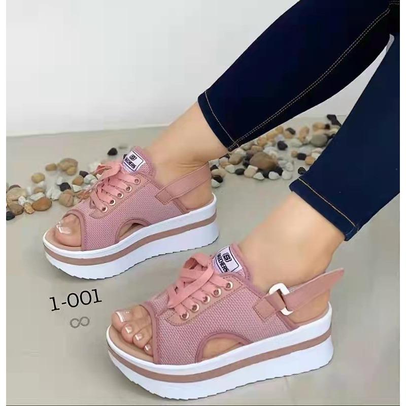 

Large size sandals women s summer new platform Velcro strap sandals 43 розовый