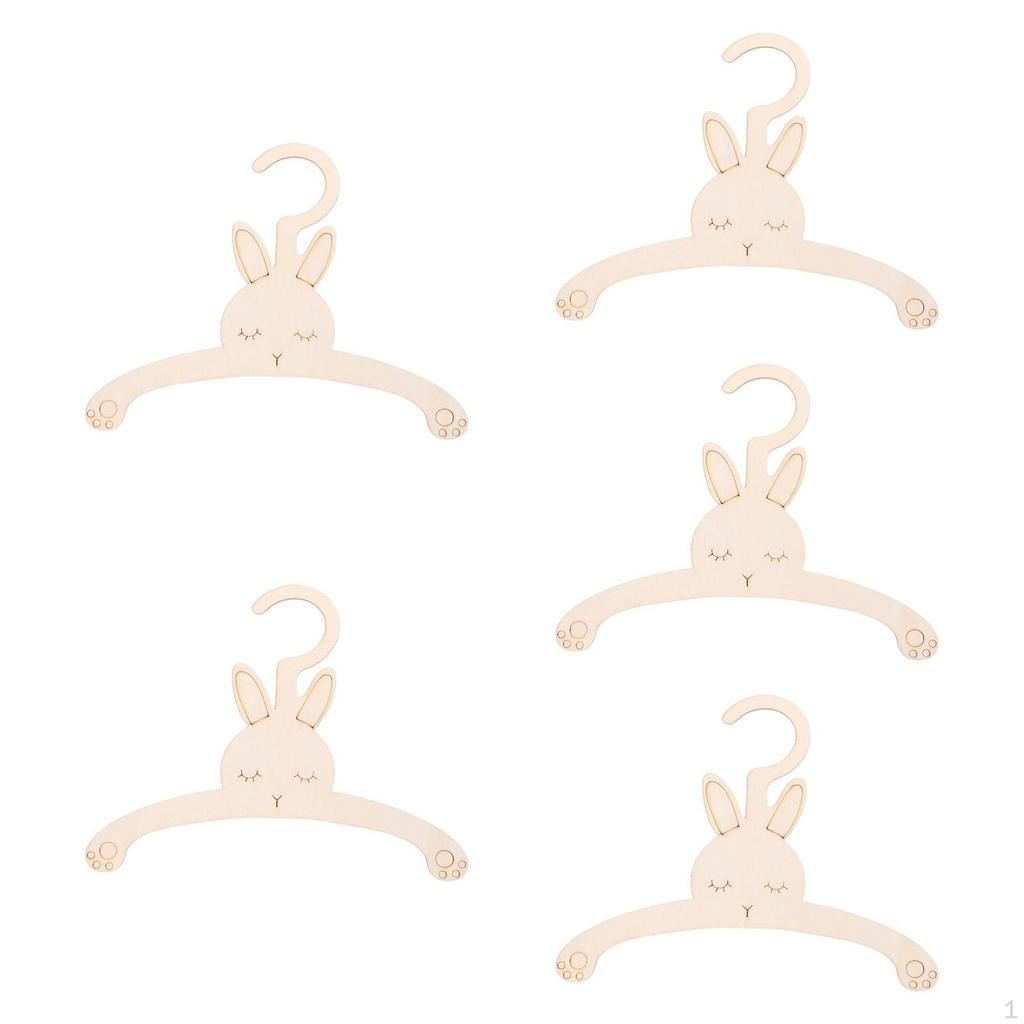 5 Pieces Wooden Hangers Clothes Hanger Children’s Cartoon Non Slip Infant Nursery Closet