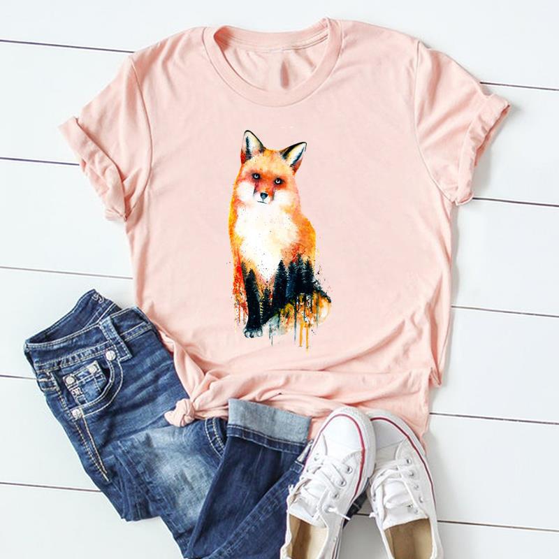 Animal Print Womens Graphic Tshirt Europe And United States Popular Dress Blouse Tops for Ladies Polyester fabric