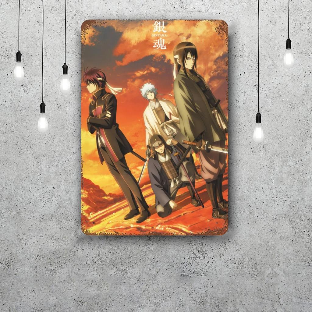 Classic Japanese Anime Art Gintama Funny Bar Metal Sign Retro Plaque Vintage Sign Alcohol Drinker Pub Club Kitchen