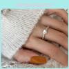 Exquisite White Shell Heart Ring For Women Stylish Elegant Geometric Adjustable Copper Jewelry