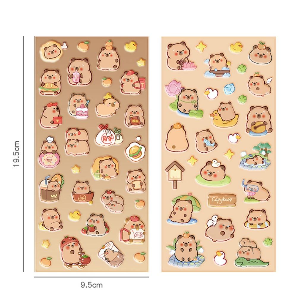 Lovely Hand Accounting Stickers 3D Stationery Stickers New Capybara Bubble Stickers
