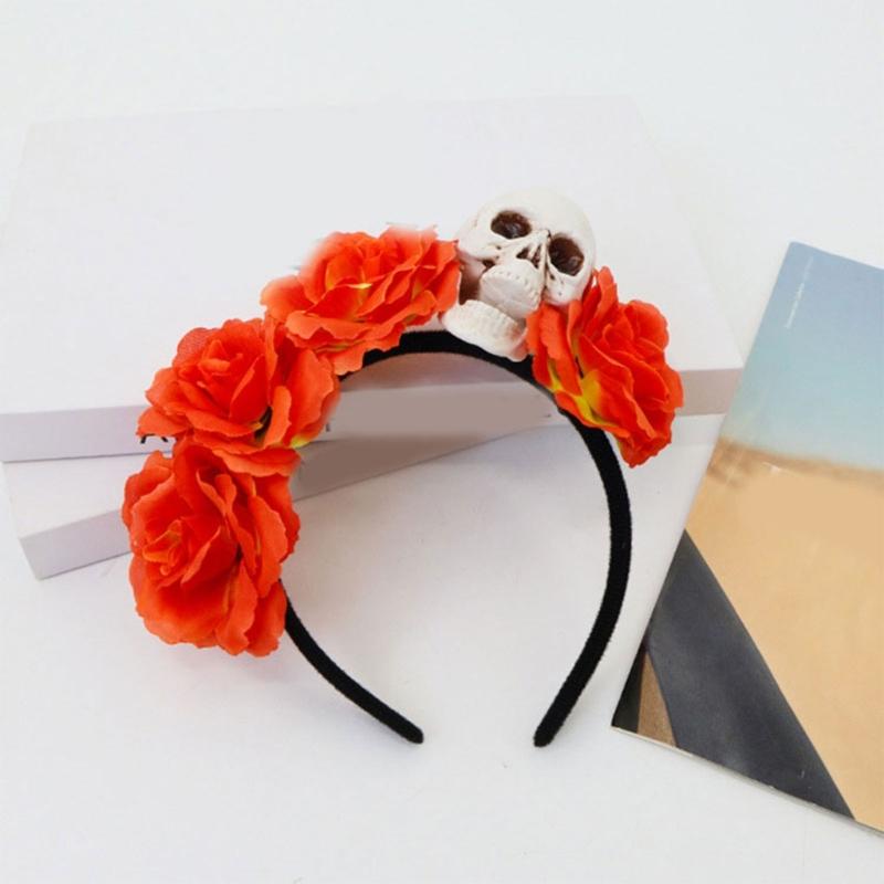 Halloween Totenkopf Blumige Stirnbänder Mit Plastik Kostüm Haaraccessoires Für Kostümpartys Und Gruselige Veranstaltungen