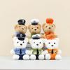 Cute Brown And White Plush Police Bear Keychain Adorable Cartoon Bear Doll For Bags