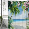 Ocean Beach Coconut Tree Shower Curtain, Bathroom Decorative Shower Curtain, Waterproof Shower Curtain with Hooks
