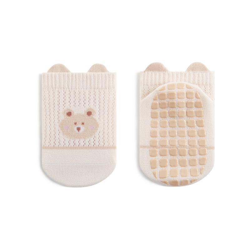 Cute Cartoon Baby Cartoon Socks Anti-Slip Grips Soft Cotton Newborn Socks Breathable Mesh Infant Socks Toddler Socks S хаки