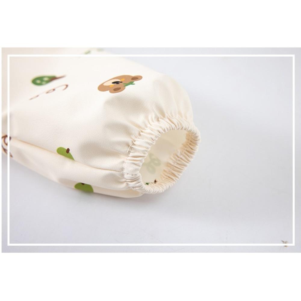 Kids Long-Sleeve Waterproof Bib Apron Cartoon Print Stain-Resistant Feeding Coveralls with Pocket Easy Clean Toddler