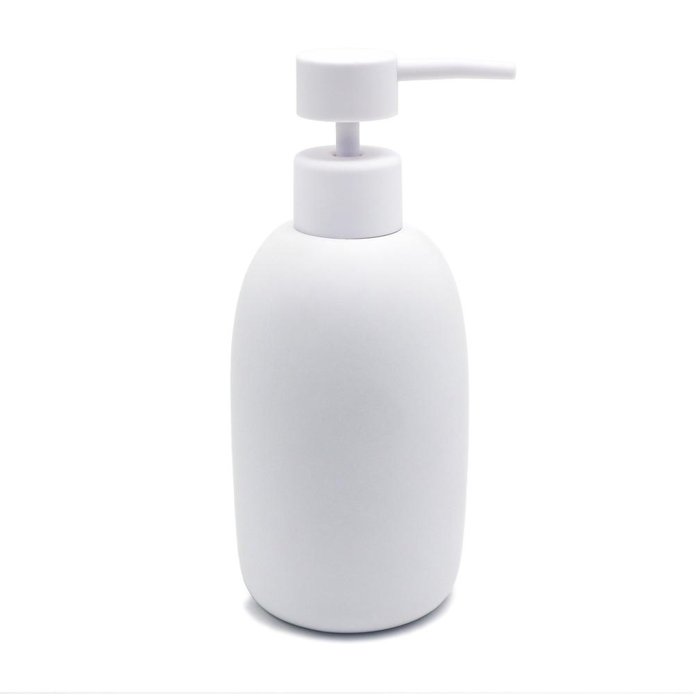 Ceramic Stoneware 3-Piece Bath Accessories Set Soap Pump Dispenser Tumbler Accessory Tray Modern Bathroom Organizer