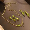Chinese Retro Bamboo Tassel Necklace and Earring Set