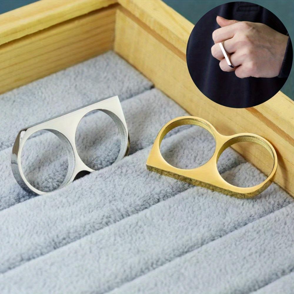 Men's Personality Ring, Disco Accessory Double Finger Alloy Ring Fashionable Stylish Hand Jewelry