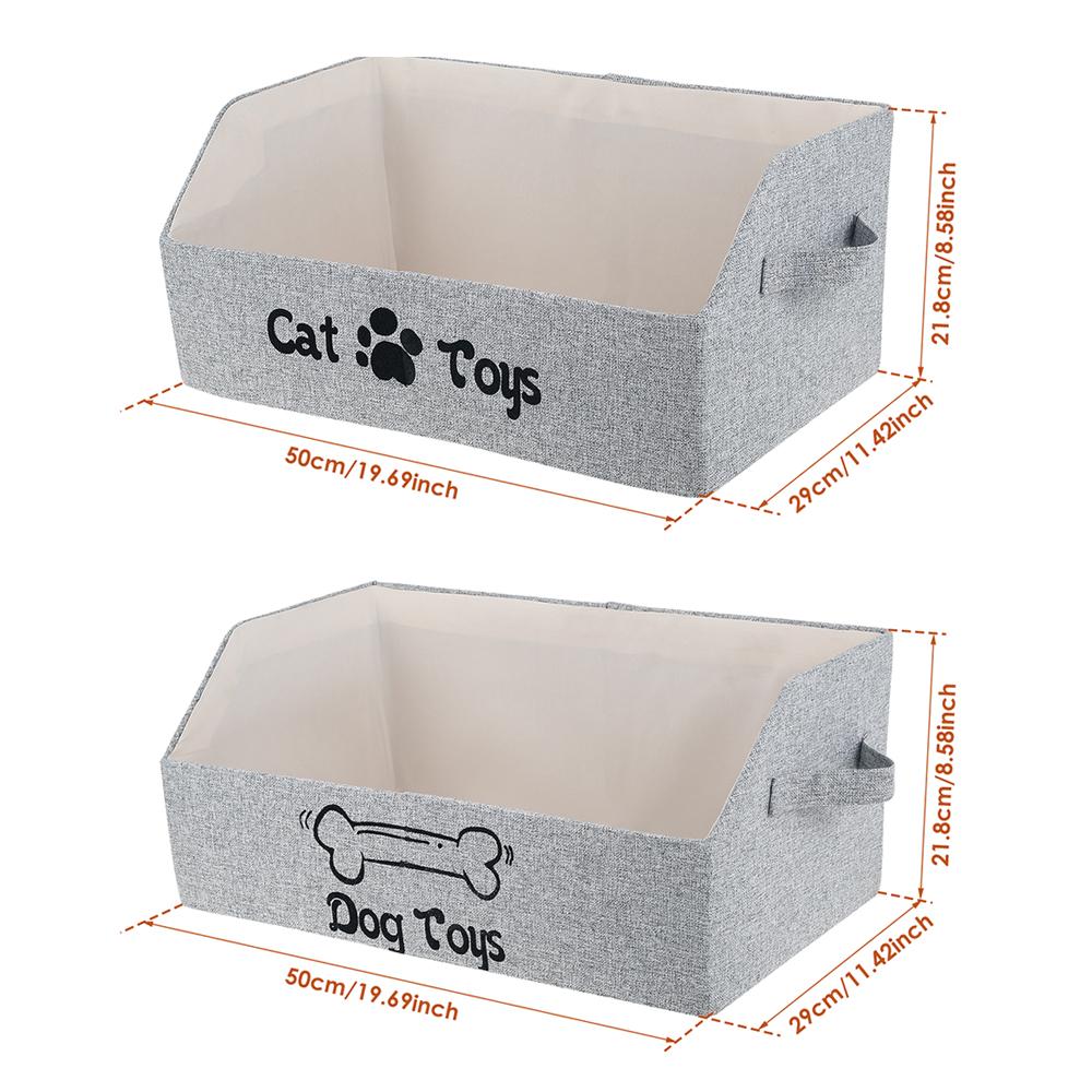 Pet Toy Box Dog Cat Toy Storage Basket Large Capacity Foldable Cotton linen Containers Pet Toys Food Organizing Boxes
