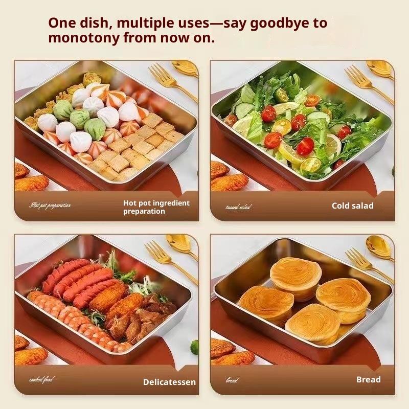 1/2/3/5 szt. Pojemnik na żywność ze stali nierdzewnej 304 z pokrywką Kuchenny pojemnik do przechowywania Świeże tacki do lodówki